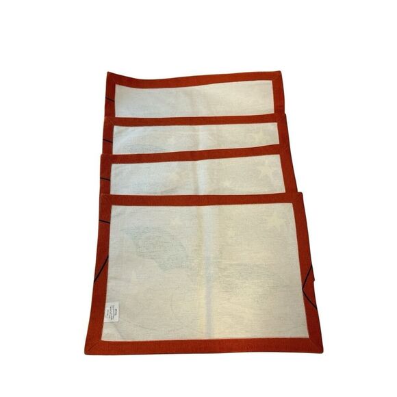 Johanna Parker Bat Stars Halloween Placemats Orange Black S/4 EUC Table Decor - Picture 3 of 3
